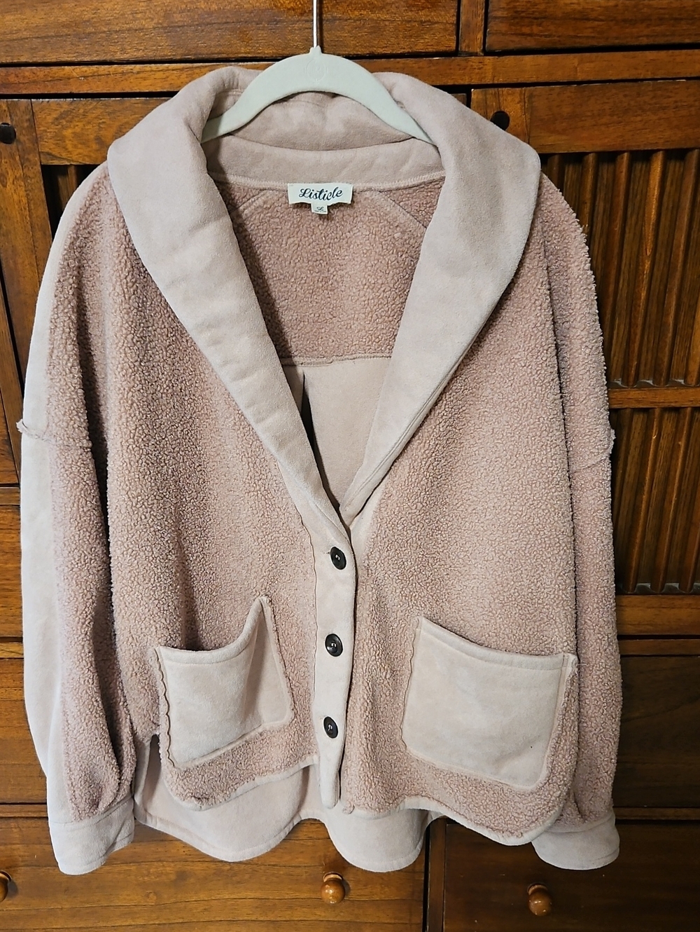 Listicle Sherpa Fleece Shacket Size L